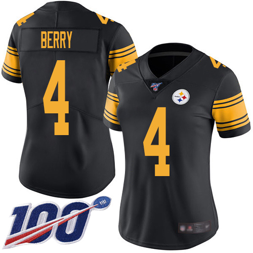 Women Pittsburgh Steelers Football #4 Limited Black Jordan Berry 100th Season Rush Vapor Untouchable Nike NFL Jersey->women nfl jersey->Women Jersey